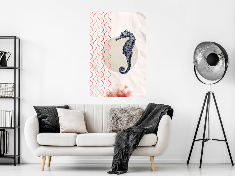 Wall Poster Underwater Steed - animal against a background of waves and circles in an abstract motif 131810 additionalImage 2