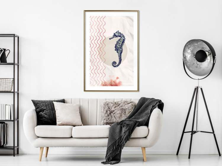 Wall Poster Underwater Steed - animal against a background of waves and circles in an abstract motif 131810 additionalImage 13