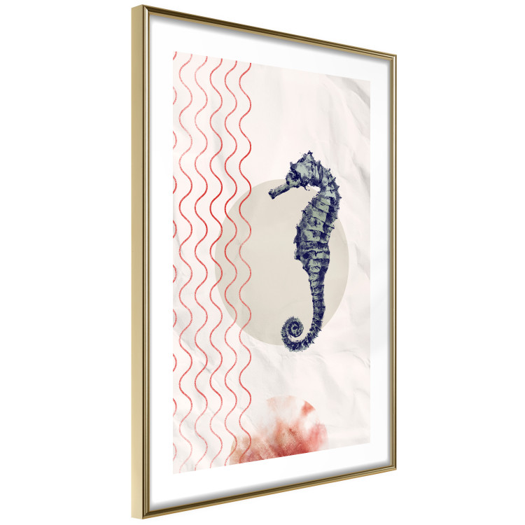 Wall Poster Underwater Steed - animal against a background of waves and circles in an abstract motif 131810 additionalImage 7