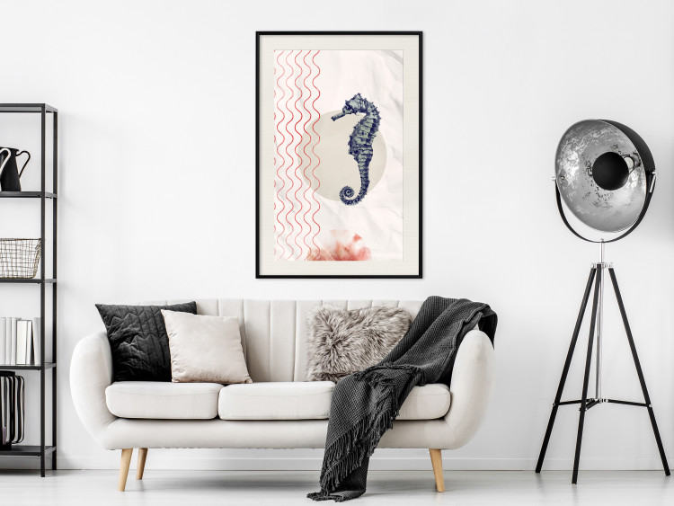 Wall Poster Underwater Steed - animal against a background of waves and circles in an abstract motif 131810 additionalImage 24