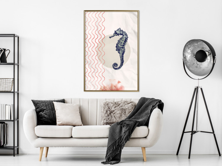 Wall Poster Underwater Steed - animal against a background of waves and circles in an abstract motif 131810 additionalImage 5