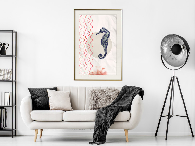 Wall Poster Underwater Steed - animal against a background of waves and circles in an abstract motif 131810 additionalImage 22