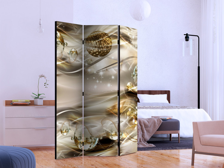 Folding Screen Golden Nebula - illusion of golden objects in abstract motif 133710 additionalImage 2