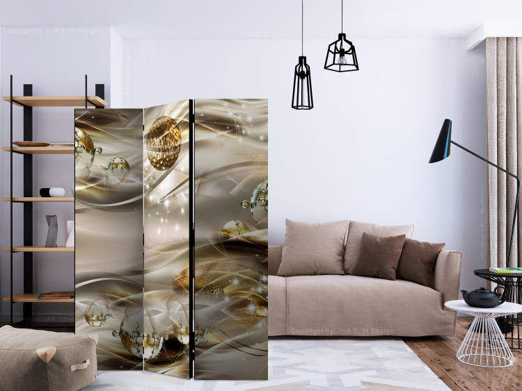 Folding Screen Golden Nebula - illusion of golden objects in abstract motif 133710 additionalImage 4