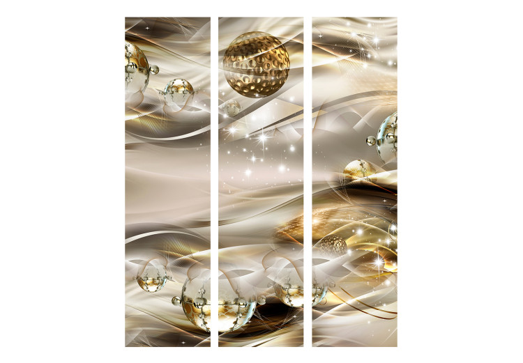 Folding Screen Golden Nebula - illusion of golden objects in abstract motif 133710 additionalImage 3