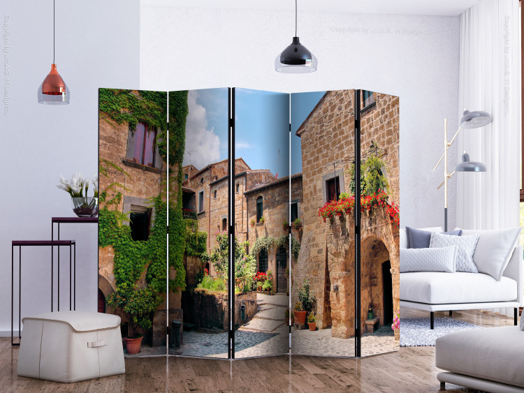Room Separator Tuscan Alley II - Italian architecture of brick buildings in summer 134010 additionalImage 2