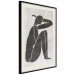 Wall Poster Contemplative Amelia - black silhouette of a crouching woman on a gray background 134210 additionalThumb 2