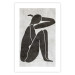 Wall Poster Contemplative Amelia - black silhouette of a crouching woman on a gray background 134210 additionalThumb 25