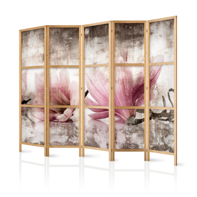 Room Divider Vintage Magnolias II (5-piece) - pink flowers and uneven background 134310 additionalImage 5
