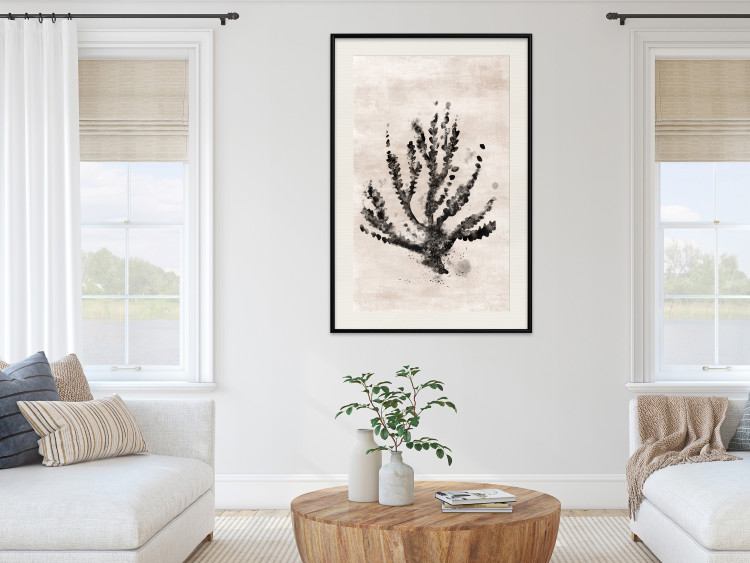 Poster Sea Plant - black plant composition on a beige textured background 134510 additionalImage 24