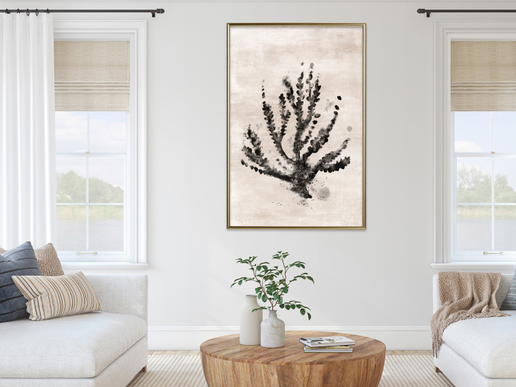 Poster Sea Plant - black plant composition on a beige textured background 134510 additionalImage 6