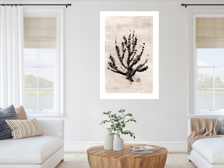 Poster Sea Plant - black plant composition on a beige textured background 134510 additionalImage 4