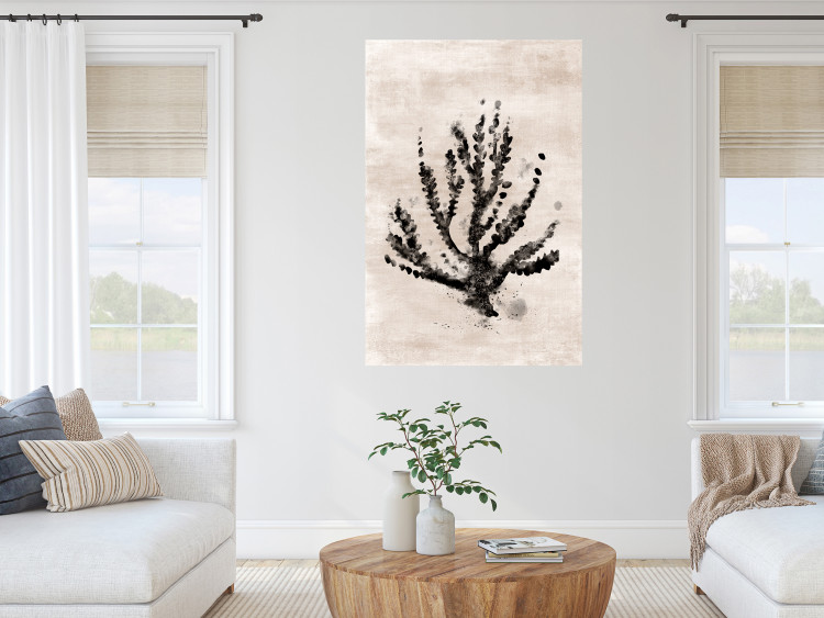 Poster Sea Plant - black plant composition on a beige textured background 134510 additionalImage 5