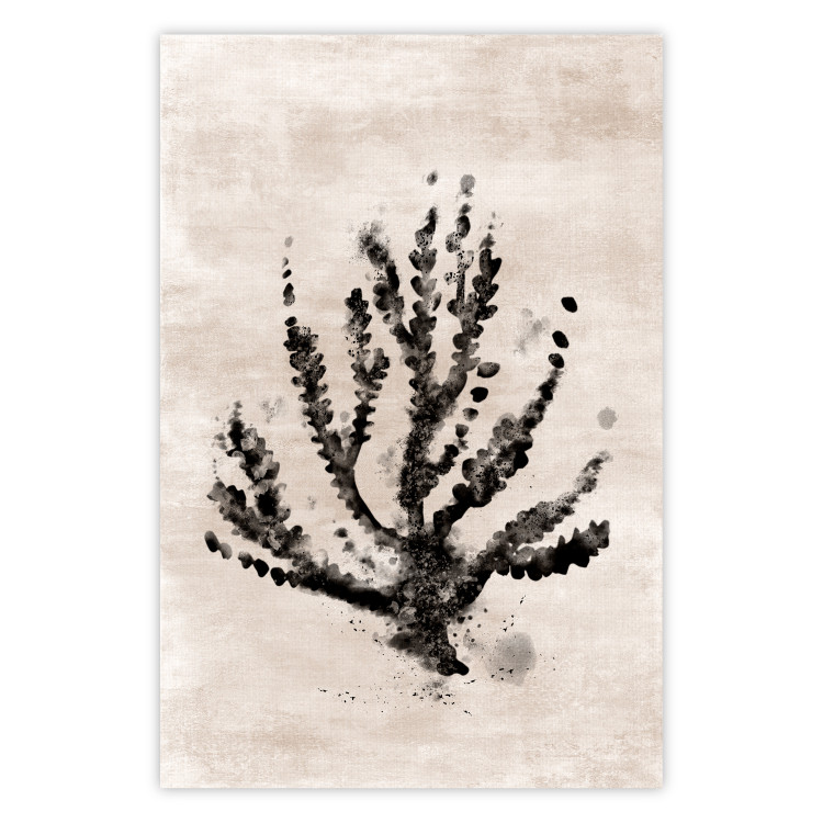 Poster Sea Plant - black plant composition on a beige textured background 134510