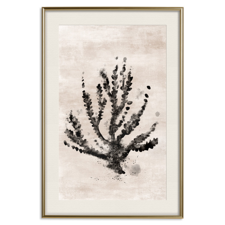 Poster Sea Plant - black plant composition on a beige textured background 134510 additionalImage 20