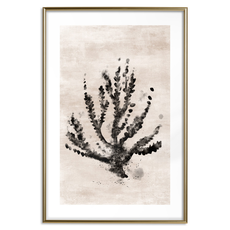 Poster Sea Plant - black plant composition on a beige textured background 134510 additionalImage 16