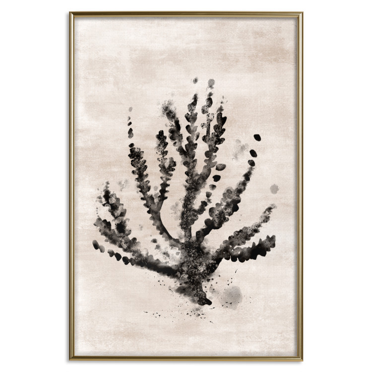 Poster Sea Plant - black plant composition on a beige textured background 134510 additionalImage 21