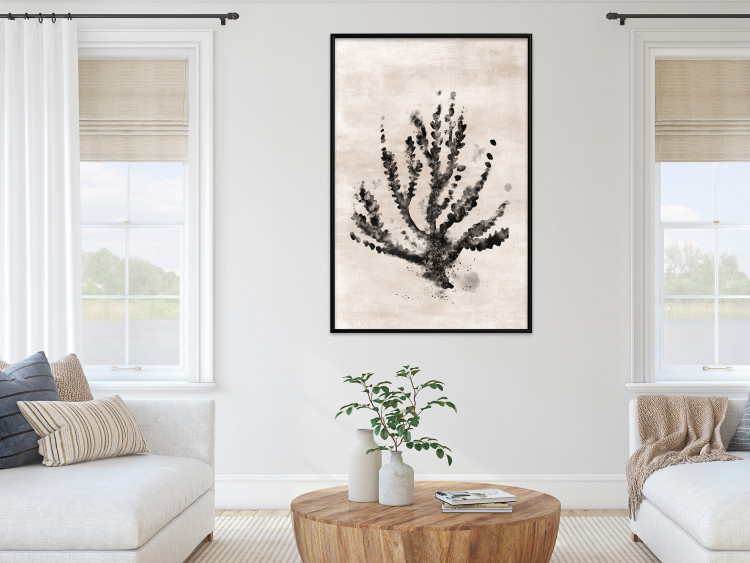 Poster Sea Plant - black plant composition on a beige textured background 134510 additionalImage 5