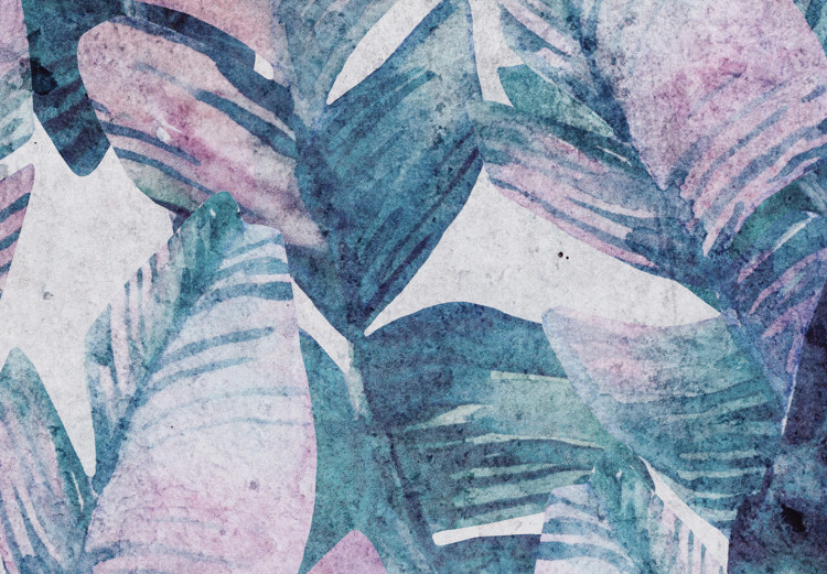 Canvas Exotic leaves - abstraction with blue-pink palm leaves 135110 additionalImage 5