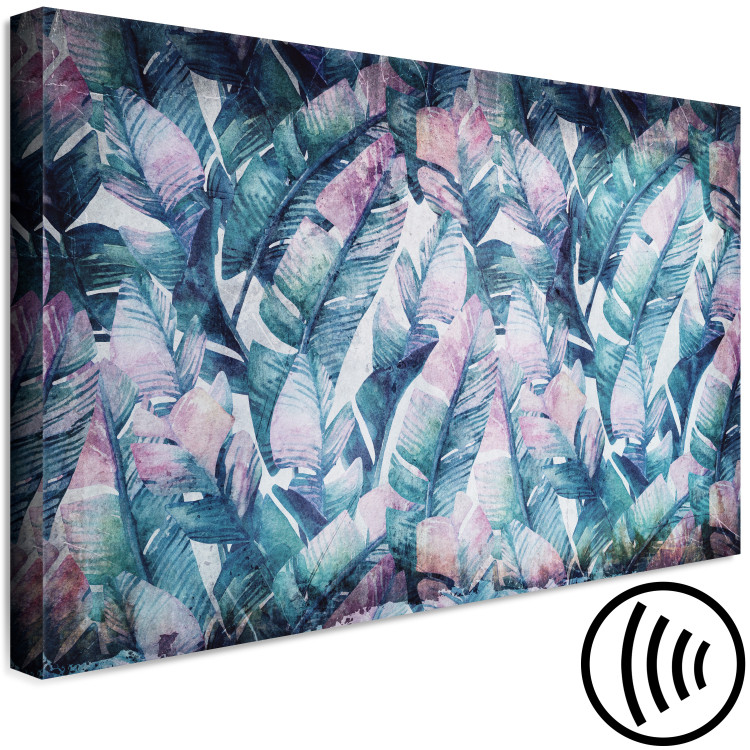 Canvas Exotic leaves - abstraction with blue-pink palm leaves 135110 additionalImage 6