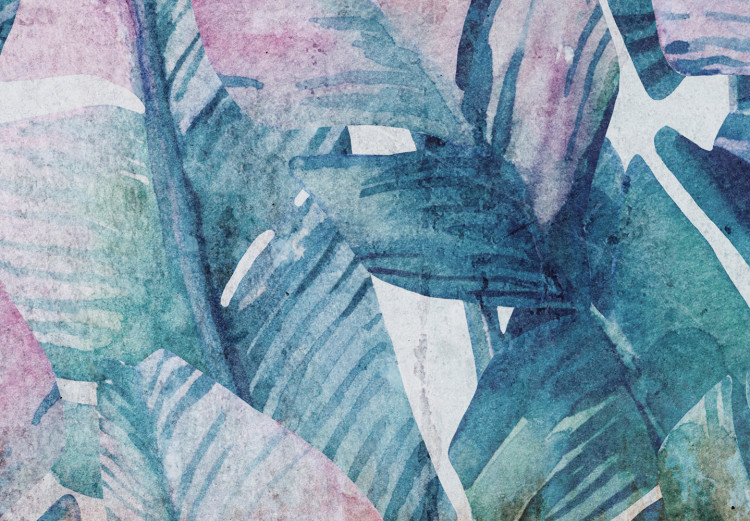 Canvas Exotic leaves - abstraction with blue-pink palm leaves 135110 additionalImage 4