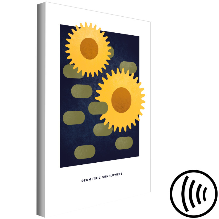 Canvas Mechanical sunflowers - abstract motif on a navy blue background 135610 additionalImage 6