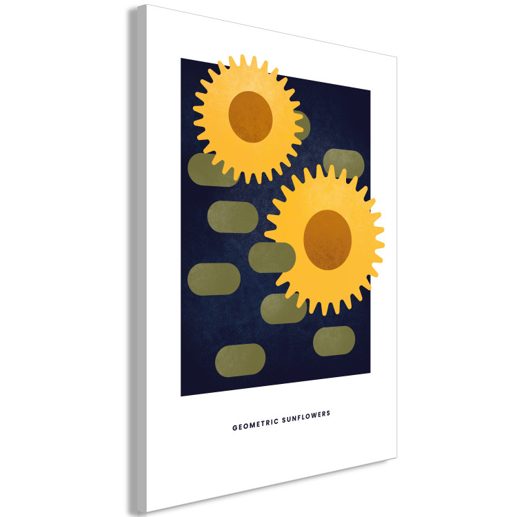Canvas Mechanical sunflowers - abstract motif on a navy blue background 135610 additionalImage 2