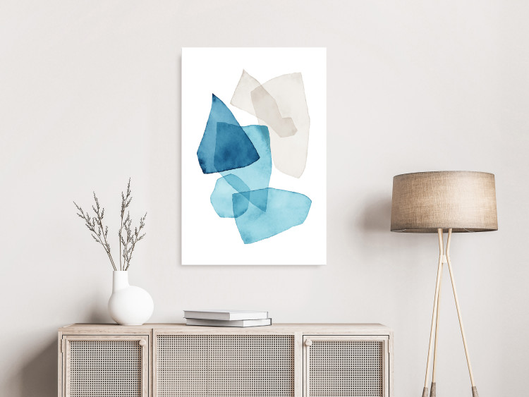 Canvas Print Blue and beige shapes - Abstraction stylized on watercolor 136010 additionalImage 3
