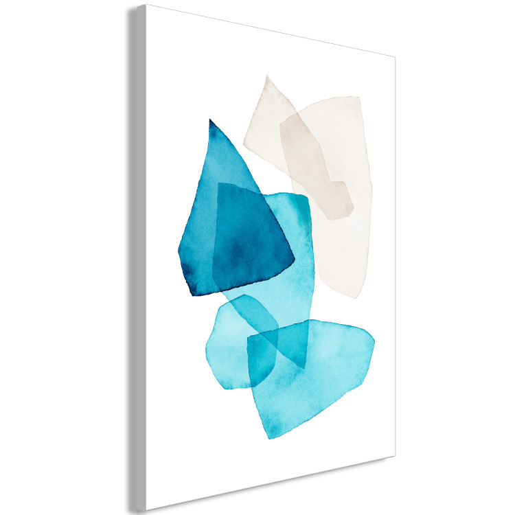 Canvas Print Blue and beige shapes - Abstraction stylized on watercolor 136010 additionalImage 2