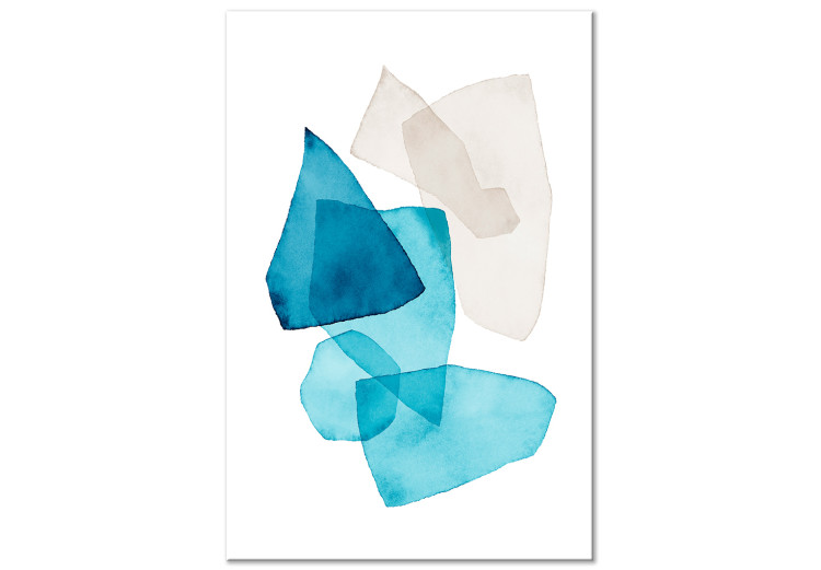Canvas Print Blue and beige shapes - Abstraction stylized on watercolor 136010