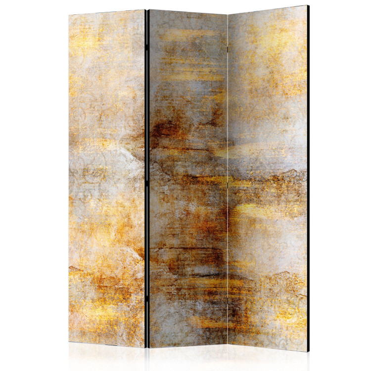 Room Divider Screen Golden Expression (3-piece) - elegant abstraction with a yellow touch 136110