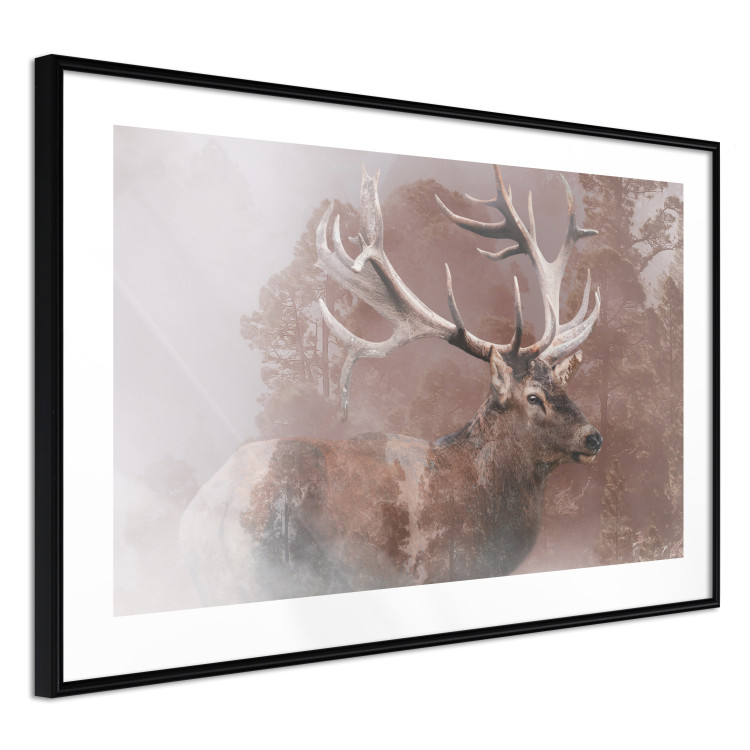 Wall Poster Deer - warm-colored composition with a horned animal against a forest background 137010 additionalImage 18