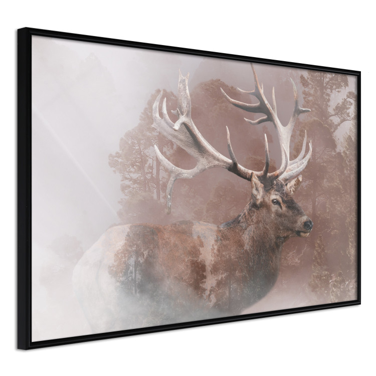 Wall Poster Deer - warm-colored composition with a horned animal against a forest background 137010 additionalImage 20