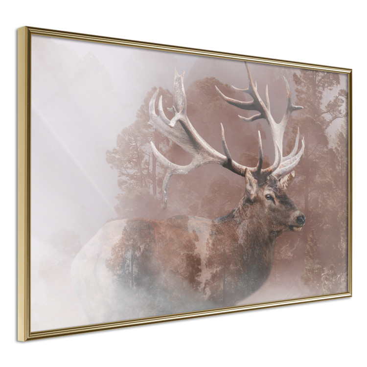 Wall Poster Deer - warm-colored composition with a horned animal against a forest background 137010 additionalImage 19
