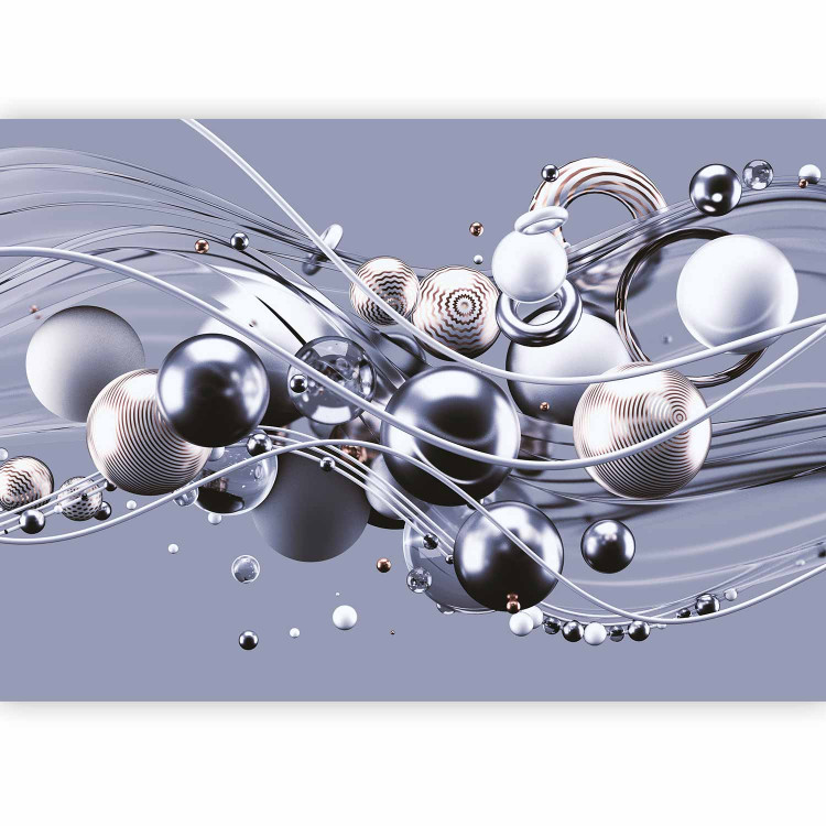 Wall Mural Dynamic space with balls in blue colors - abstraction 138410 additionalImage 1