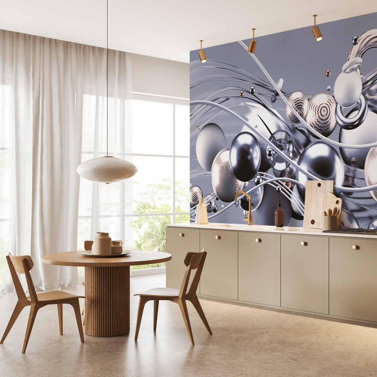 Wall Mural Dynamic space with balls in blue colors - abstraction 138410 additionalImage 7
