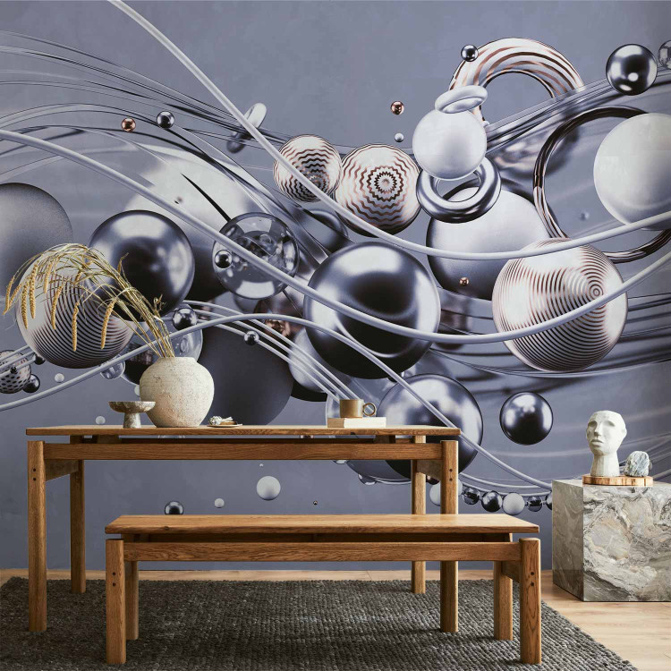 Wall Mural Dynamic space with balls in blue colors - abstraction 138410 additionalImage 4