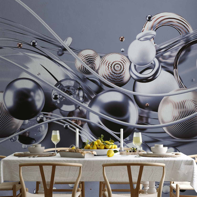 Wall Mural Dynamic space with balls in blue colors - abstraction 138410 additionalImage 6