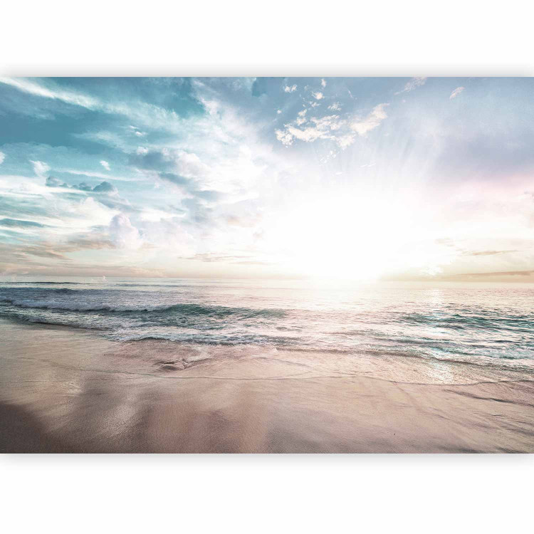 Photo Wallpaper Beach in the morning - landscape with a peaceful sea, clouds and sun 138810 additionalImage 1
