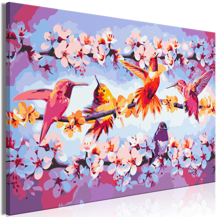 Paint by Number Kit Chirping - Colorful Hummingbirds and Purple Flowering Twigs 144610 additionalImage 5