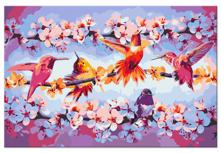Paint by Number Kit Chirping - Colorful Hummingbirds and Purple Flowering Twigs 144610 additionalImage 3