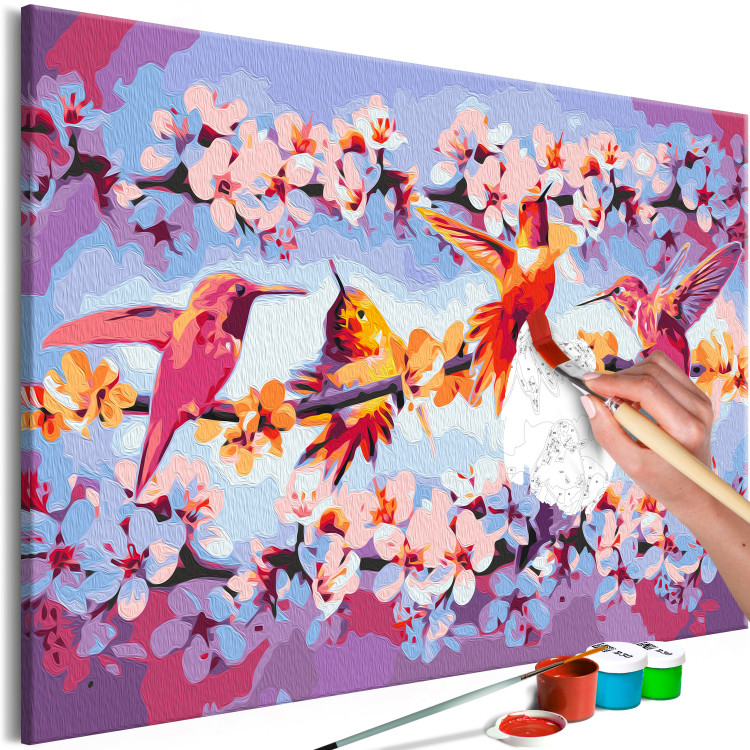 Paint by Number Kit Chirping - Colorful Hummingbirds and Purple Flowering Twigs 144610 additionalImage 4