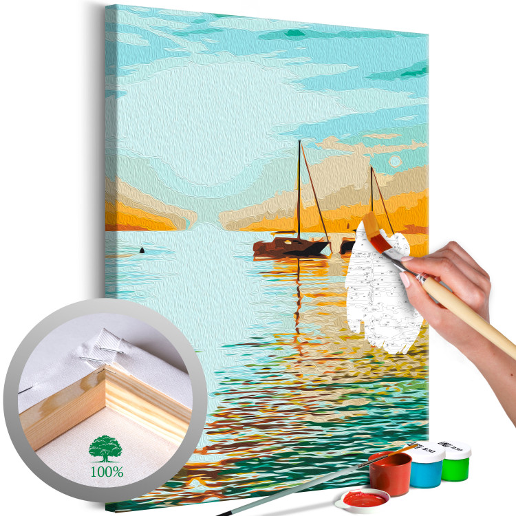 Paint by Number Kit Summer Breeze - White Sailboats on the Lake and Turquoise Sky 145210