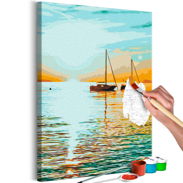 Paint by Number Kit Summer Breeze - White Sailboats on the Lake and Turquoise Sky 145210 additionalImage 6