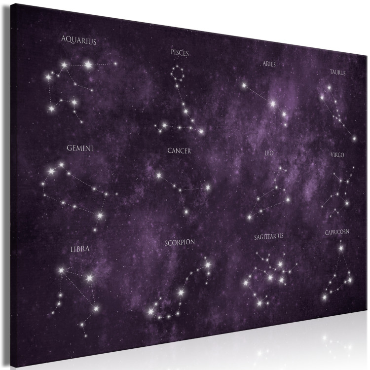 Canvas Art Print Landscape in Space (1-piece) - stars and names of their constellations 145310 additionalImage 2