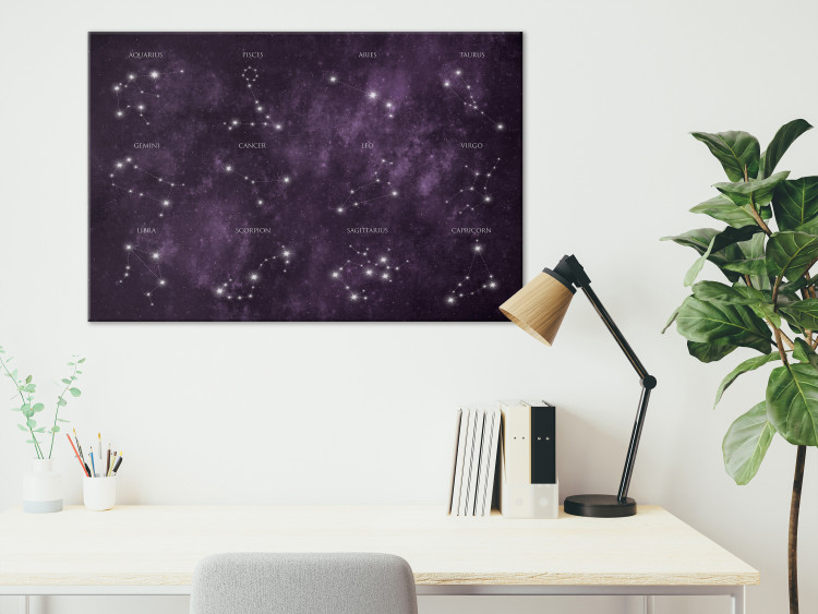 Canvas Art Print Landscape in Space (1-piece) - stars and names of their constellations 145310 additionalImage 3
