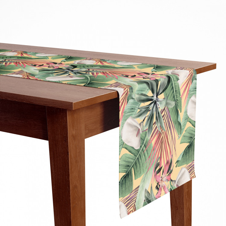 Table Runner Rainforest flora - a floral pattern with white flowers and leaves 147210 additionalImage 3