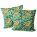 Decorative Velor Pillow Green and orange teardrops - composition with abstract motif 147310 additionalThumb 3