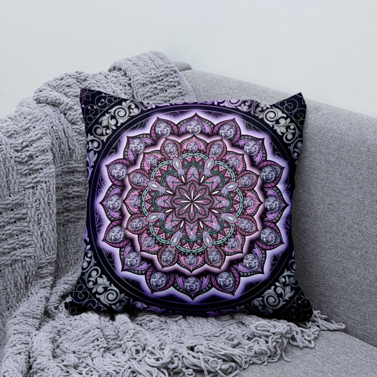 Decorative Microfiber Pillow Purple Mandala - Composition With Oriental Ornamentation 151310 additionalImage 2