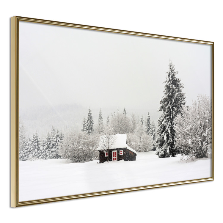 Wall Poster Winter Shelter - A Small House in the Midst of a Snow-Covered Forest 151710 additionalImage 7